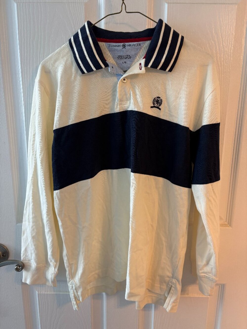 Tommy Hilfiger - Large White & Navy Blue Polo